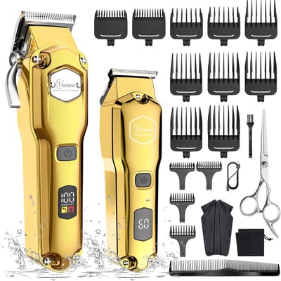 Haartrimmer Set - Baard trimmer - Thuis Kapper - Waterproof LCD Display - 150 Min Looptijd - Goud
