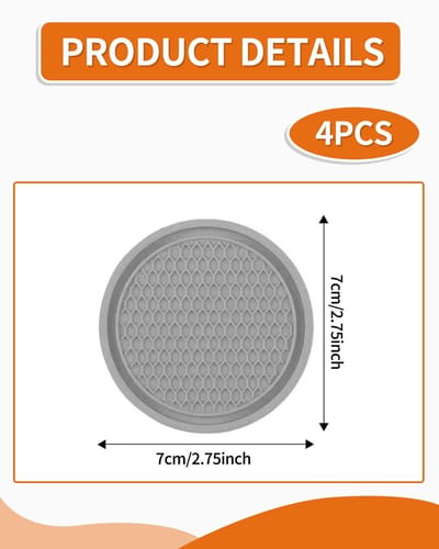 Dailygoods- Auto-onderzetters 4 stuks - Antislip - Hittebestendig - Zacht PVC - Waterdicht - Honingraatontwerp