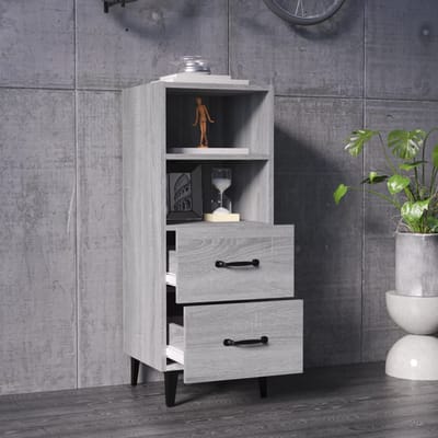 vidaXL - Dressoir - 34,5x34x90 - cm - bewerkt - hout - grijs - sonoma - eikenkleurig