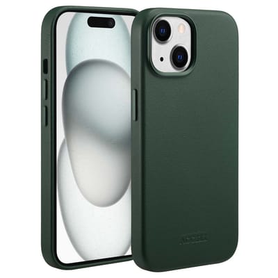 Accezz Hoesje - Geschikt voor iPhone 15 - geschikt voor MagSafe Leather Backcover - Cedar Green