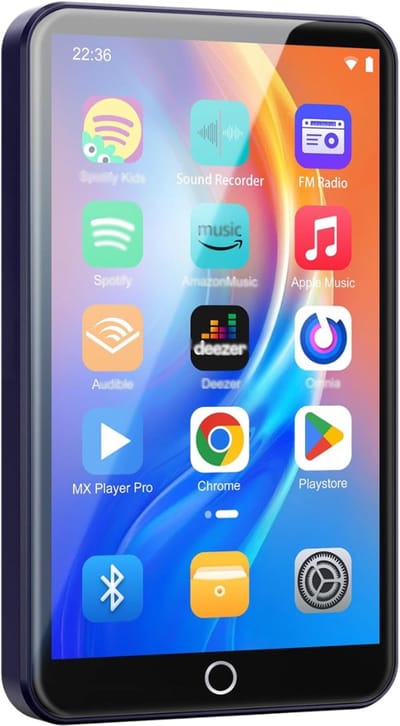 SNJY® MP3 Speler Bluetooth - MP4 Speler - Muziek Speler - Touchscreen - 16GB - Zwart/Paars