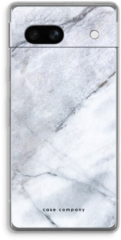 Case Company® - Hoesje geschikt voor Google Pixel 7A hoesje - Witte marmer - Soft Cover Telefoonhoesje - Bescherming aan alle Kanten en Schermrand