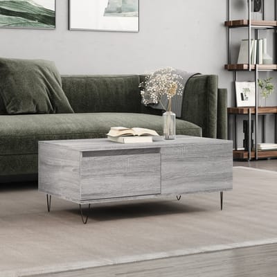 vidaXL - Salontafel - 90x50x36,5 - cm - bewerkt - hout - grijs - sonoma