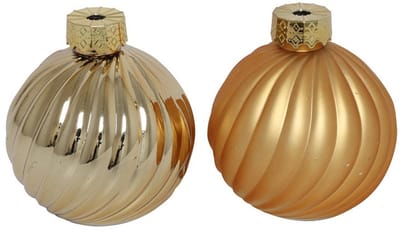 Countryfield Kerstbal ro Stripe a2 goud Ø10cm