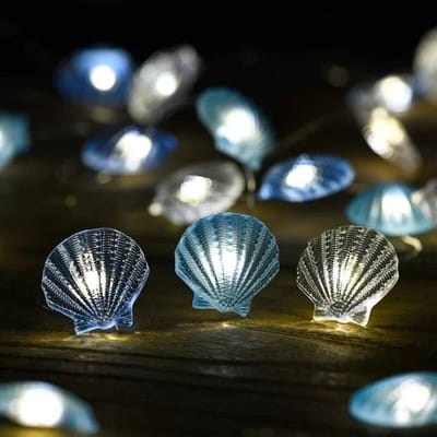 2M 20LED Zeeschelp Zeester Lichtsnoer Oceaan Thema Feest Fee Licht Verjaardag Feest Decoraties Meisje Baby Shower Gunst blue shell