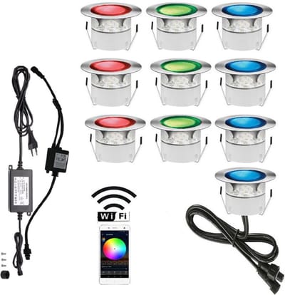 Lueas® Mini ledspotjes Wifi - Telefoonbestuurbaar – Inbouwspots Ø45 – grondspotjes – RGB – 10 stuks – Waterdicht – led