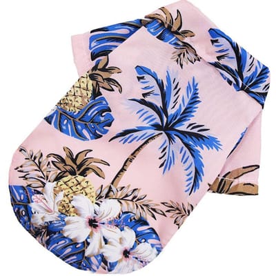 Hawaiiaanse strandstijl honden-T-shirts dunne ademende zomer hondenkleding voor kleine honden puppy huisdier kat vest chihuahua yorkies poedel S roze