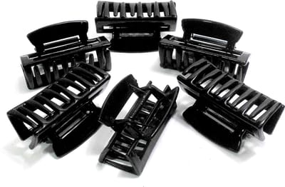 6 haarklemmen rechthoekig 8 cm zwart