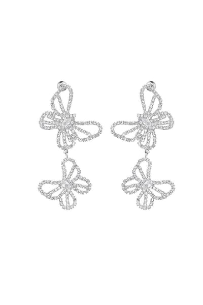 Statement oorbellen met vlinders - Yehwang - Zilveren oorbellen - Dames oorbellen - 6 x 3 cm - Stainless Steel (verkleurt niet!) - Waterproof earrings - Nikkel vrij - Kerst cadeau - Sinterklaas cadeau - Moederdag - Valentijn - Kerst oorbellen