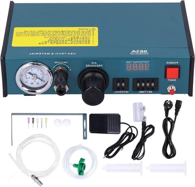 Lijmdispenser Aluminiumlegering - Lijmdruppelaar Timer - Nauwkeurig Lijm Aanbrengen - Halfautomatische Bediening - DC12V - Zilver