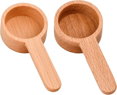 Set van 2 houten koffielepels voor het doseren van koffie, thee, kruiden en specerijen - 20 ml/8 g maatlepels van beukenhout