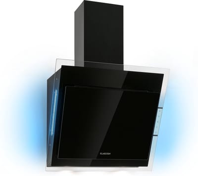 Klarstein Afzuigkap schuin, Afzuigkap, Afzuigkap met koolstoffilter, Afvoer-afzuigkap, Aluminium vetfilter, Stil recirculatie, 671 m³/u, 65 W, LED, 60 cm, Zwart