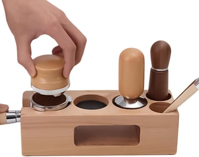 Koffie Aanstampstation - Espresso Opbergruimte - Koffie Bereiden - Vijf Speciale Vakken - 51/54 mm - Houtkleur