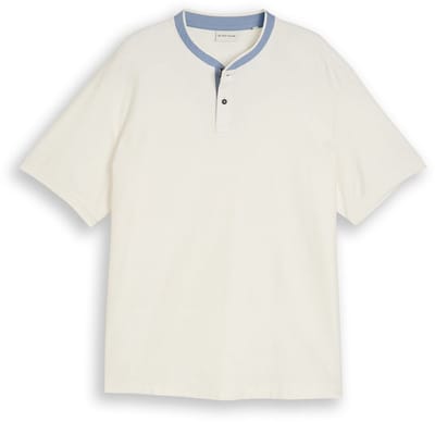 Tom Tailor - Plus Size - Poloshirt met opstaande kraag - Maat 4XL - Gardenia White