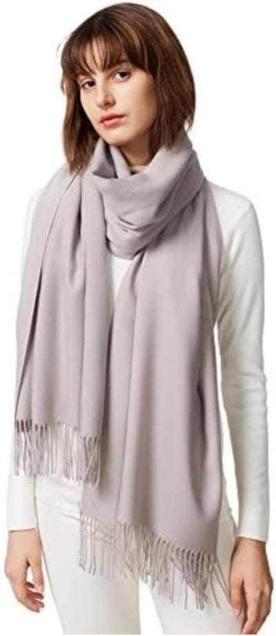 Omslagdoek Dames - Grote Sjaal - Warme Bedekking - Subtiele Glans - 203 cm - Zilvergrijs
