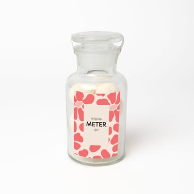 Apothekersfles - Bruisballen - Ontspanning - Meter vragen - Wil jij mijn meter zijn - Meter vragen cadeau - Abstract pink flowers design