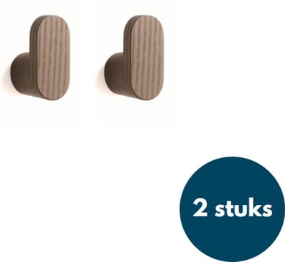 Houten Kapstokhaken - Kledinghaken - Ophanghaken - Handdoekhaken - Jashaken - 2 Stuks - Walnoot licht
