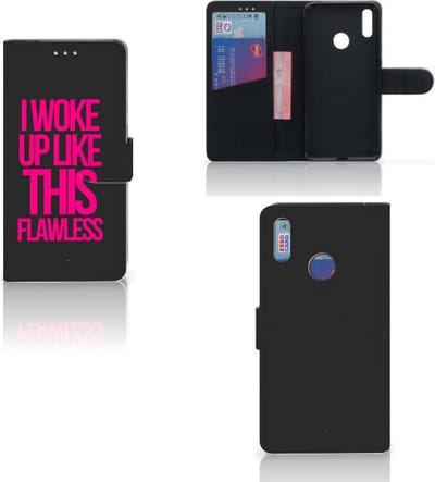 Huawei Y7 (2019) Hoesje met naam Woke Up - Origineel Cadeau Zelf Maken