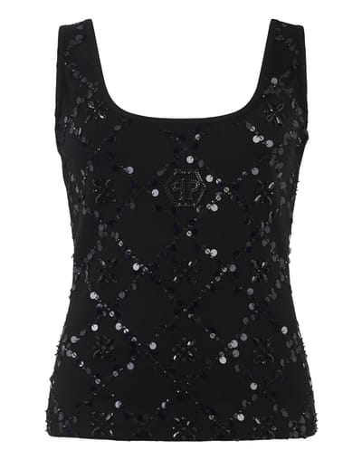 Tank Top Rhomb Flower Strass