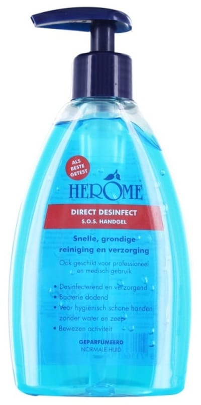 Herome Direct Desinfect Handgel Double Active - Desinfecterende Handgel met 80% Alcohol - Beschermt Tegen Bacteriën en Droogt de Handen Niet Uit - 200ml.