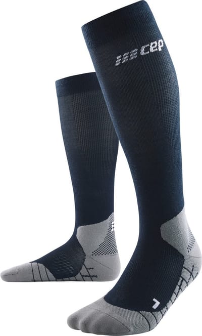 CEP Hiking Light Merino Tall Compressie wandelsokken - Diep blauw/Zwart - Kuitomvang Heren 32-38 cm