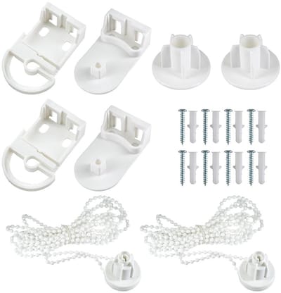 Dailygoods- Rolgordijnbeslag Set van 2 - Hoogwaardige Beugels - Kettinghouder - Klemdrager - Universele Compatibiliteit - Voor 25 mm Rolbuizen - Rolgordijnkoppeling