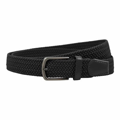 Houtkamp Zwarte Elastische riem - Dames en Heren - Rekbare Riem - Afgeronde Gesp - Stretch Elastiek - Zwart - Lengte totaal 110 cm / Riemmaat 95