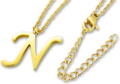 Amanto Ketting Letter N G - 316L Staal PVD - Alfabet - 18x15mm - 50cm