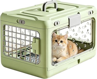 Huisdieren transportbox - Reishok puppy - Veilig reizen - Hygiënisch ontwerp - 53x33x12 cm - Groen