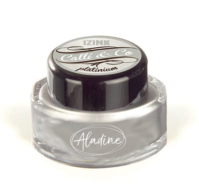 Aladine kalligrafie inkt 15 ml platinum metallic effect.