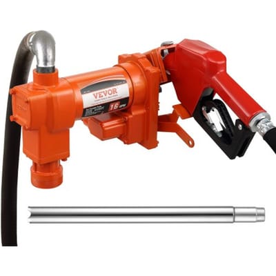 VEVOR brandstoftransportpomp, 12V DC, 60,5 l/min, 1/4 pk, benzine-extractiepomp met sproeier, uitlaatslang en aanzuigbuis voor benzine, diesel, kerosine, ethanol en methanolmengsels en biodiesel