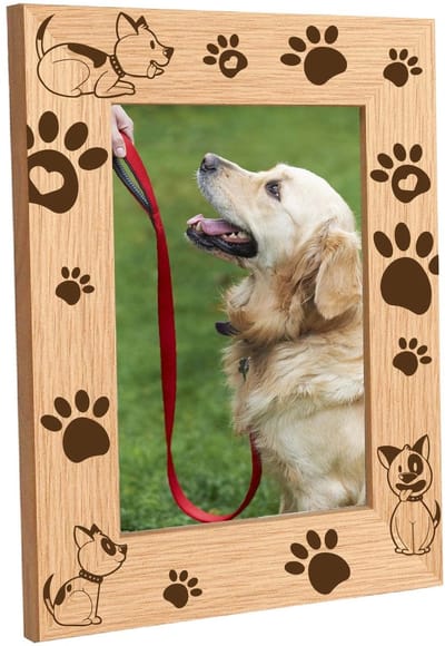 Allecto - Houten Fotolijst - Gegraveerd Houten Frame - Natuurlijk Hout - Huisdier Gedenkteken - Geschikt voor Hondenliefhebbers - 4 x 6 Inches