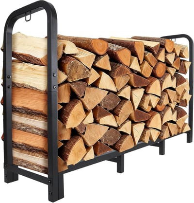 Houthok Buiten - Brandhout Opslag - Open Haard - Zwaar Staal - 123x76x30cm - Zwart