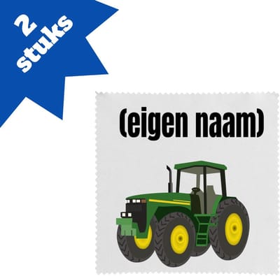Akyol - tractor brillendoekjes - Boer - boer of boerin - met eigen naam - leuk cadeau voor iemand die op de boerderij werkt - cadeau - kado - 17,8 bij 17,8 cm - 2 stuks