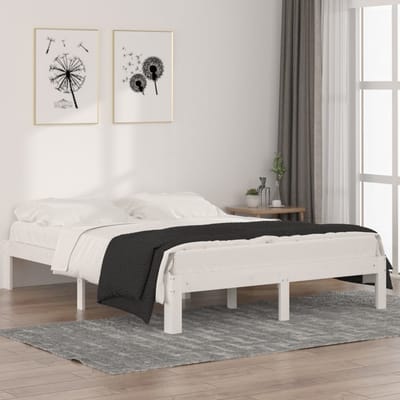 vidaXL - Bedframe - massief - grenenhout - wit - 140x190 - cm