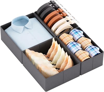 Famanu – Lade-organizer set van 2, opvouwbare stoffen opbergdozen voor ondergoed, bh’s, stropdassen en sjaals