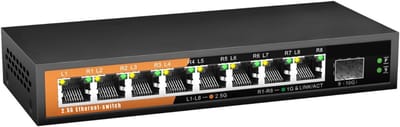 RVV® Internet Splitter - Netwerk Switch - Ethernet - 8 Ports - 10000 Mbps - zilver - 17.5L x 7.2W x 2.8H - 330g