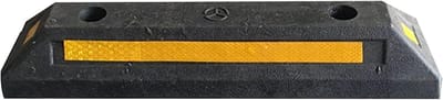 Wielstop - Parkeerblok Parkeerhulp - Voertuigen Beveiligen - Slijtvast Rubber Kunststof - 440x140x80mm - Zwart Geel