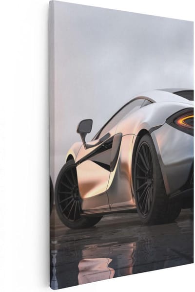 Artaza Canvas Schilderij Sportauto - 20x30 cm - Klein - Muurdecoratie Auto - Wanddecoratie Mancave - Schilderijen Op Canvas