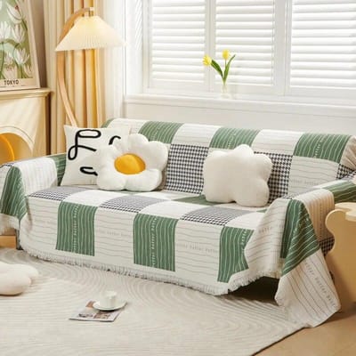 Katoenen Draad Bankovertrek Deken Universeel voor Alle Seizoenen Geometrisch Bedrukt Bankhanddoek Woonkamer Decor Tapijt Bankhanddoek 180x130cm1pcs