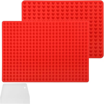 Siliconen Bakmat voor Hondenkoekjes met Deegschraper, Antiaanbaklaag en Mallen voor Gezonde Hondensnacks (1.5 cm, 255 Roosters + 1.2 cm, 468 Roosters)