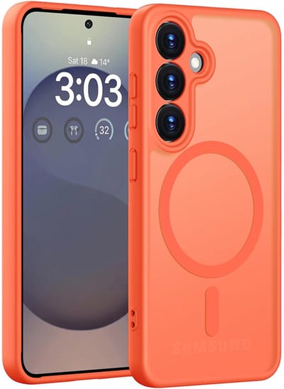 CaseMania TPU Case hoesje geschikt voor Samsung Galaxy S26+ - Effen Oranje - TPU (Zacht) - Camera Lens Protector Bescherming - Frosted look - Compatible met Qi2 & MagSafe - Valbestendig