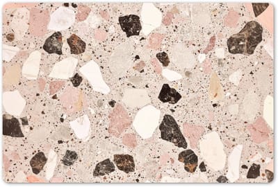 Placemats 45x30 cm - Placemat kunststof - 1 stuk - Licht - Roze - Terrazzo - Stenen - Borden onderleggers - Decoratie voor op tafel - Keuken tafeldecoratie accessoires - Vinyl onderlegger - Tafelversiering