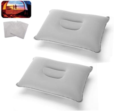 Dailygoods- Opblaasbaar Campingkussen - U-vormig Design - 2 Stuks - Draagbaar - Hoogwaardig PVC - Afmetingen 43 x 27 cm - Reiskussen