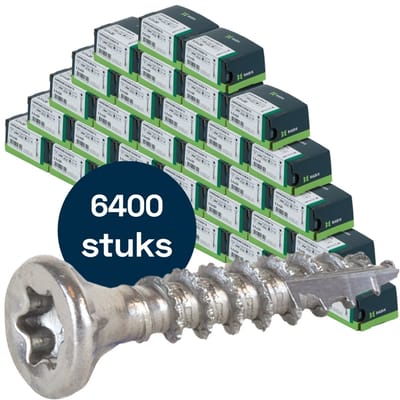 Radix Torx 20 Spaanplaatschroef - Platkop + Snijpunt - 3,5 x 20mm - RVS - Voldraad (6400 stuks) VOLLE DOOS!