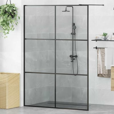 vidaXL - Inloopdouchewand - Zwart - 140 - x - 195 - cm - gehard - glas