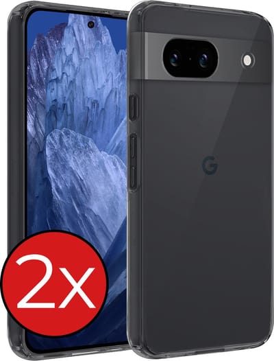 Hoesje - 2 Stuks - Geschikt voor Google Pixel 8a - Sterk & Shockproof - Telefoonhoes - Back Cover - Case Siliconen - Telefoon Hoes - Transparant