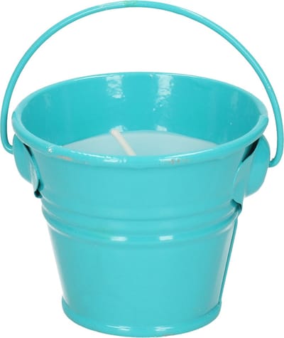 Decoris Citronella kaarsen - in zink potje - set 3x - blauw - 5 branduren