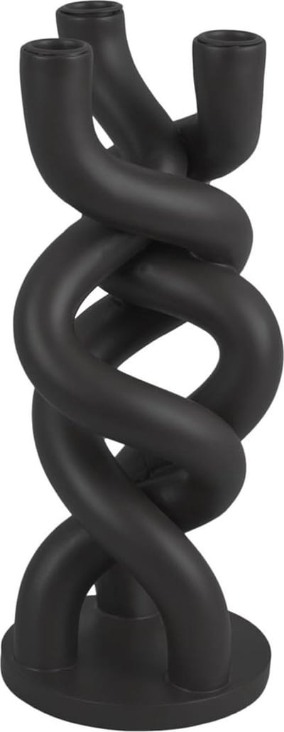 Present Time Kandelaar Twisted - Zwart - 13x31,4x13 cm - Modern,Scandinavisch