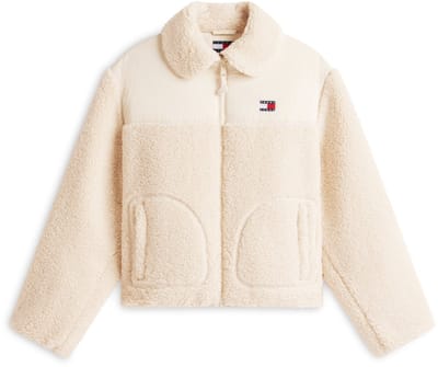 Tommy Jeans Jas Tjw Teddy Fabric Mix Dw0dw22053 Ybh Ancient White Dames Maat - XL